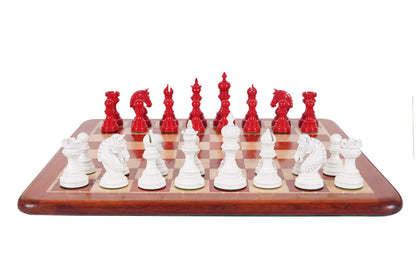 4.1" Luxury Staunton Chess Pieces Set in Painted Boxwood- ARMOURED Triple Weighted w/ 2 Extra queens- 4Q