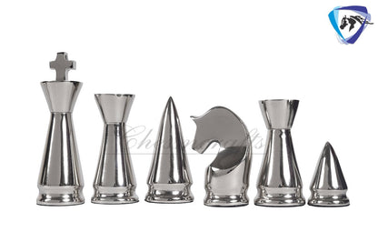 Luxury metal chess Board set Black-silver polish- chess Gift-Chess set for Home Decor - 14" Chess board set with Leatherette storage box