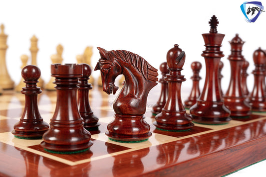 4.5" Staunton Bud Rosewood Chess pieces Set- CONTEMPORARY series + 23" Bud Rosewood Chess board(60mm)  + Leatherette storage box