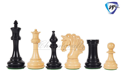 4.2" Luxury Staunton Chess Pieces Set in Ebonywood(natural black) & Boxwood- MAYFAIR Triple Weighted w/ 2 Extra queens- 4Q