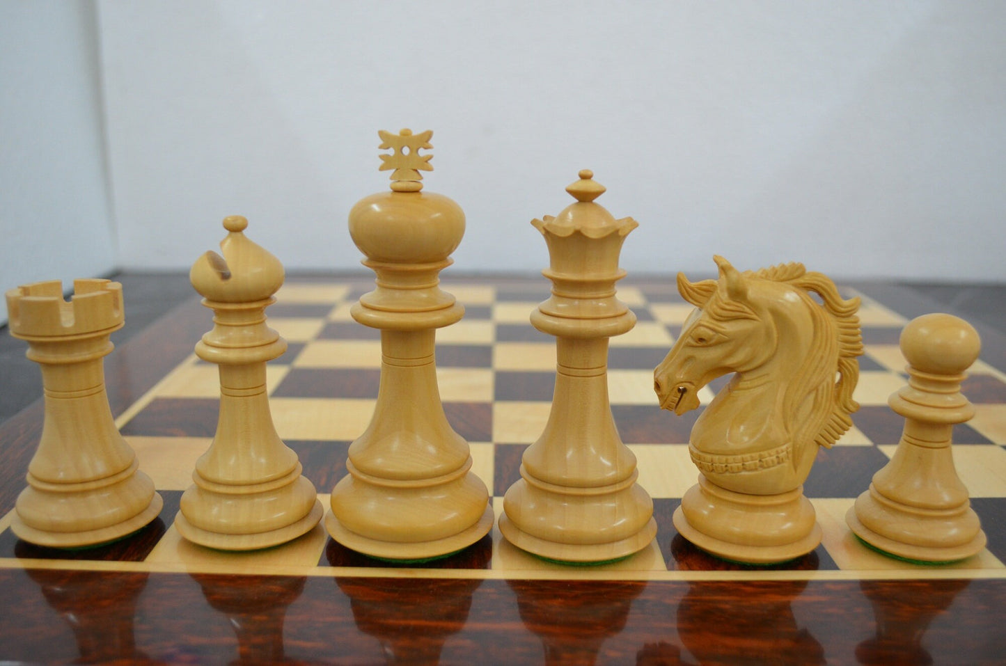4.5" Luxury Staunton Bud Rosewood & Boxwood Chess pieces Set- Alexander Luxury- Triple Weighted 2 Extra queens- 4Q