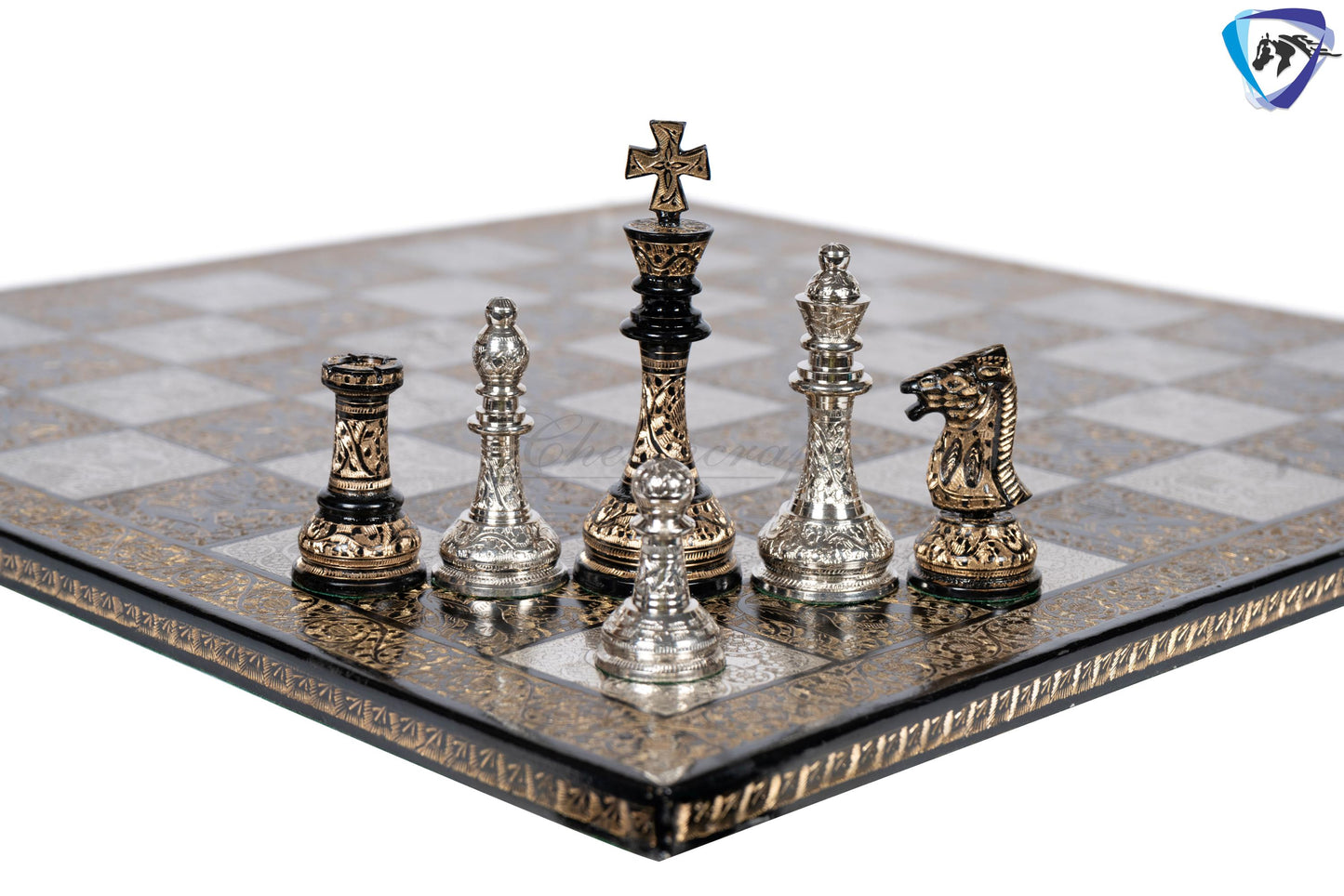 21" Giant Brass chess Board set Luxury Hand carving chess board & King: 4.75" Brass Chess Pieces set With storage Box- Big Size Metal Chess