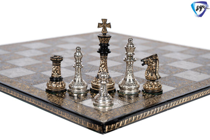 21" Giant Brass chess Board set Luxury Hand carving chess board & King: 4.75" Brass Chess Pieces set With storage Box- Big Size Metal Chess