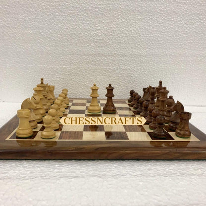 16" Wooden Tournament Chess Set Combo in Golden Rosewood Chess board with King 3" chess Pieces Weighted-4Q-  Super fine smooth polish.