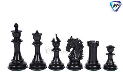 4.5" Luxury Staunton Chess pieces Set in Ebonywood & Boxwood - STALLION SERIES - Triple Weighted- 2 Extra queens