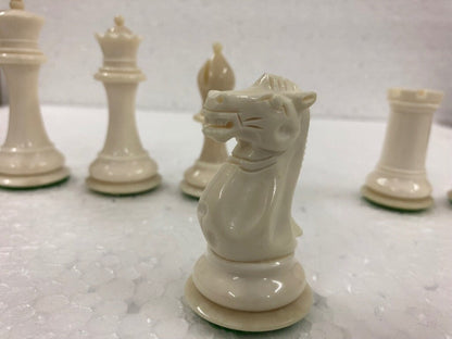 1849 Reproduced Staunton chess Pieces set Camel Bone king 3.5" hand carved unique collector vintage chess pieces