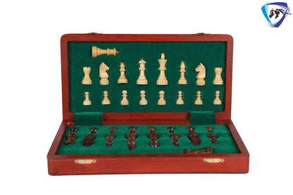 12" Folding Bud Rosewood Magnetic Travel Chess Bord set with Extra Queens-Notations & Leather bag | Storage | Chess Gift| SALE