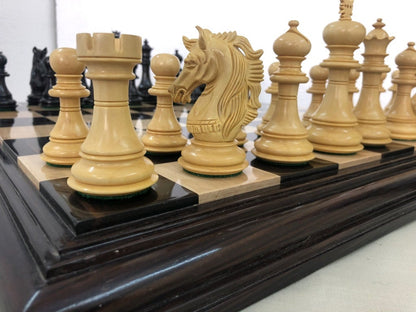 4.5" Luxury Staunton Ebony wood & Boxwood Chess pieces Set- Alexander Luxury- Triple Weighted 2 Extra queens- ONLY CHESS PIECES