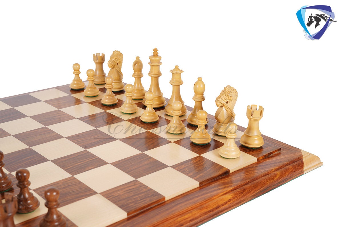 4" Rosewood Staunton chess pieces set BRIDLE SERIES Weighted + 21" Luxury Sheeshamwood Chess board