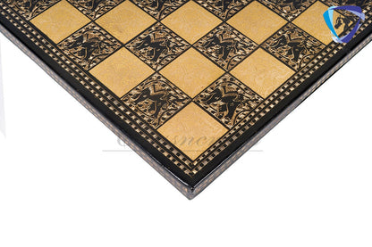 14" & 12" Brass Metal Chess Board Game Set Hand Carved With Brass chess pieces - Chess Board Set With Box-Velvet(Gold - Black)
