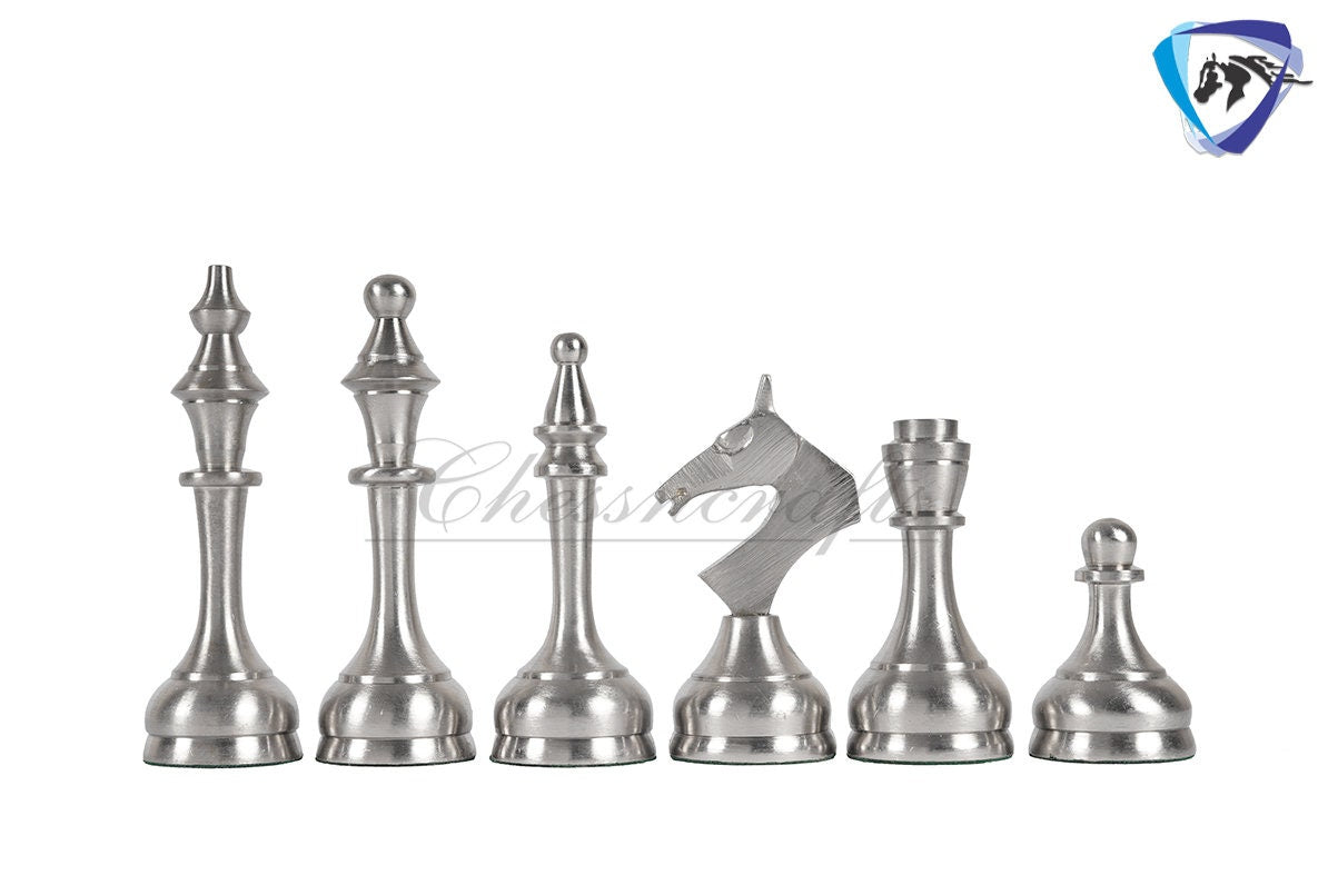 Brass Chess pieces set Modern classic Series SILVER & COPPER ANTIQUE polish King: 3.9" Solid Brass Chess pieces | Chess Gift for Him