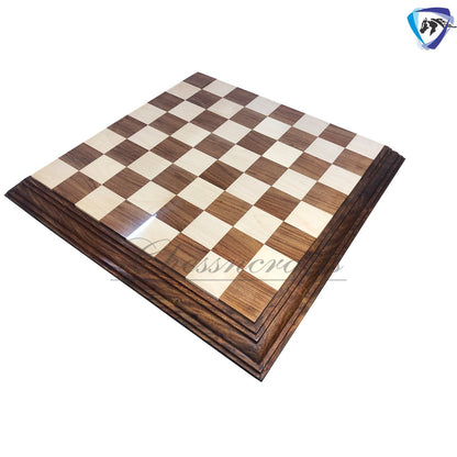 21" wooden chess board Rosewood(sheesham) STEPS BORDER ELEVATED Super fine smooth polish.