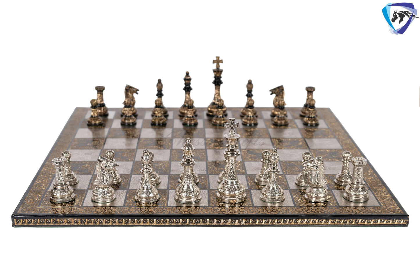 21" Giant Brass chess Board set Luxury Hand carving chess board & King: 4.75" Brass Chess Pieces set With storage Box- Big Size Metal Chess