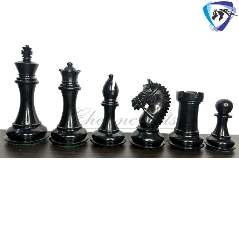 4.1" Staunton Chess Pieces Set in Ebony wood & Boxwood- EXCALIBUR  Weighted w/ 2 Extra queens- 4Q