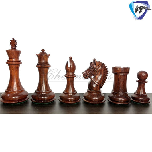 4.1" Staunton Chess Pieces Set in Bud Rose wood & Boxwood- EXCALIBUR  Weighted w/ 2 Extra queens- 4Q