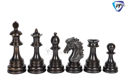 5" Brass Chess Pieces Set WELLINGTON Gold & Antique Limited Edition Luxury Staunton chess pieces  + 23" Ebonywood Chess Board + Storage Box