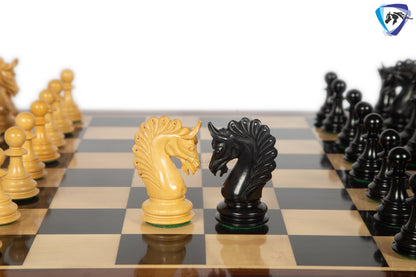 4.5" Ebony wood Luxury Staunton Chess Pieces Set ARTHUR series- Triple weighted + 23" Ebony wood chess Board(Sq: 60mm) + Leather Storage box