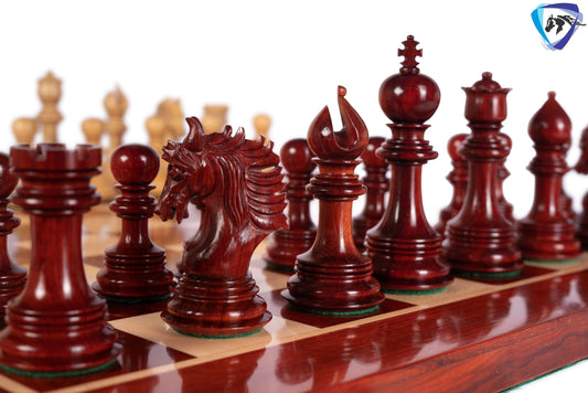 4.5" Luxury Staunton Bud Rosewood Chess pieces Set- PRISTINE-Triple Weighted + 23" Bud Rosewood Chess Board-sq:60mm + Leather Storage Box