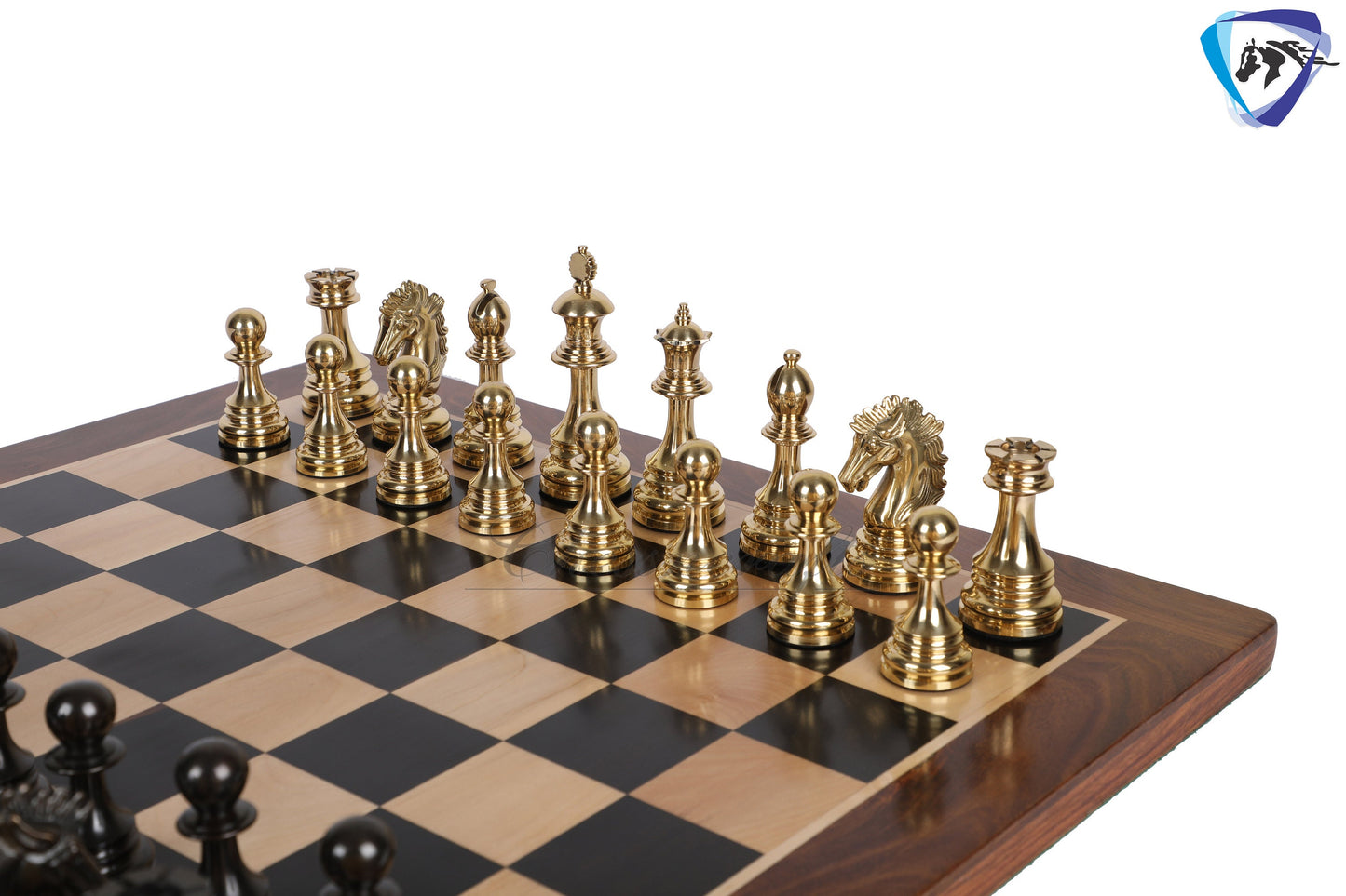 5" Brass Chess Pieces Set WELLINGTON Gold & Antique Limited Edition Luxury Staunton chess pieces  + 23" Ebonywood Chess Board + Storage Box