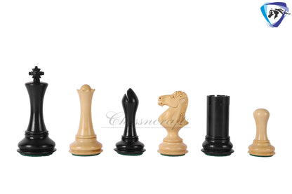 4" Ebonywood Staunton Chess pieces Set- Empire Series Weighted + 19" Ebonywood chess board(51mm) + Leather Storage box for chess men.