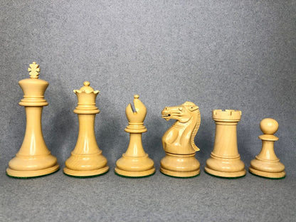 4.1" Staunton Chess Pieces Set Rosewood & Boxwood- ENGLISH CLUB SERIES  Weighted w/ 2 Extra queens- 4Q