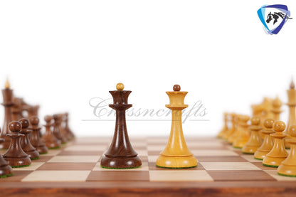 Soviet(Russian) Latvian Chess Pieces Set-1950 in Golden Rosewood Reproduction chess pieces + 21" Drueke Chess Board Sheeshamwood
