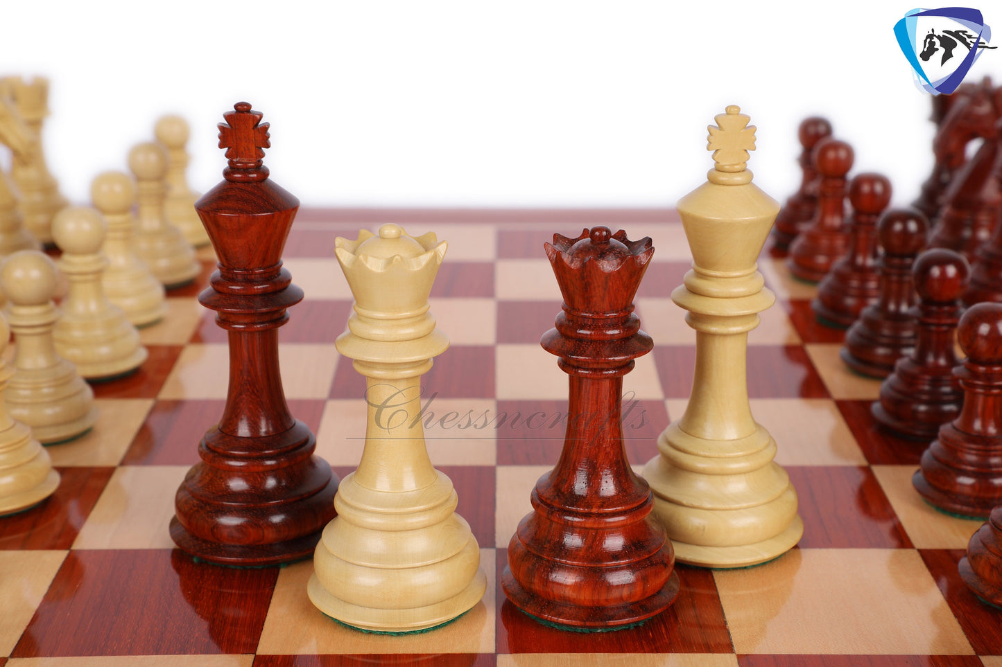 4.5" Luxury Staunton Bud Rosewood & Boxwood Chess pieces Set- COLUMBIAN Luxury- Triple Weighted 2 Extra queens- 4Q