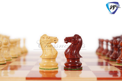 4.1" Bud Rosewood Staunton Chess Pieces Set  ENGLISH CLUB SERIES  Weighted w/ 2 Extra queens- 4Q