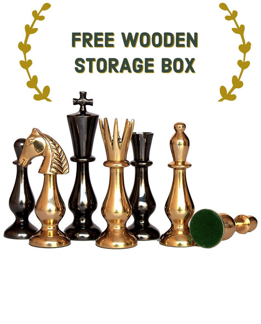 Brass Chess pieces set classical Sleek luxury Collector series King: 3.5" antique collector series Free storage box