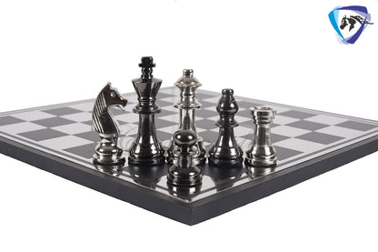 14" Metal Chess Board Set Staunton design 3.25" chess pieces with chess board.