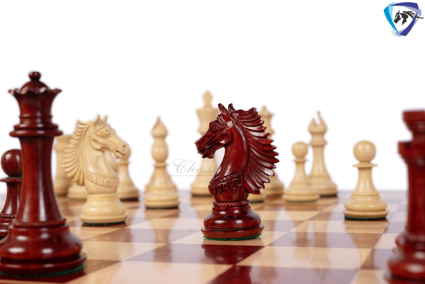 4.5" Bud Rosewood Staunton Chess pieces Set- CAVALIER Series + 23" Bud Rosewood Chess Board(sq-60mm) + Leather Storage Box
