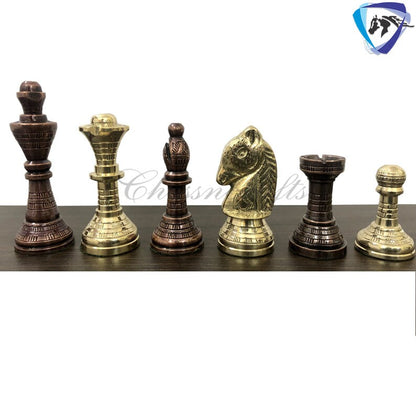 Solid Brass carving classic Chess set- 100% brass Slim chess men hand carved with velvet storage box