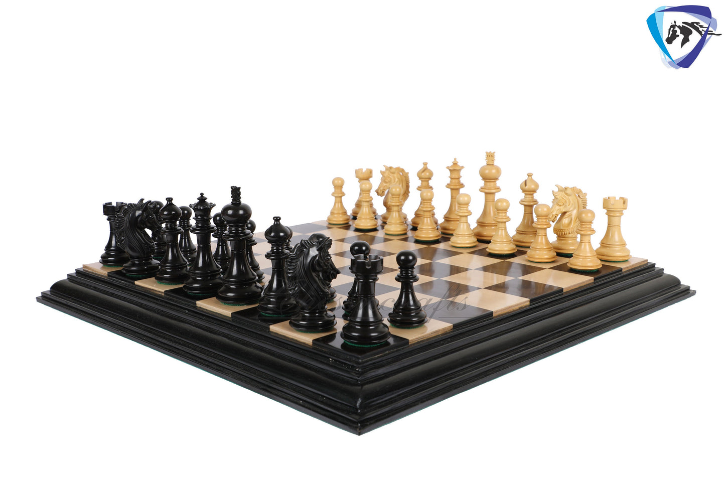 4.5" Luxury Staunton Ebonywood Chess pieces Set- Alexander series-Triple Weighted + 21"/ 23" Ebonywood Chess Board-STEP DESIGN + Storage Box