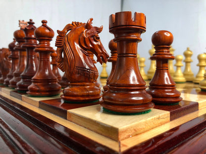 4.5" Luxury Staunton Bud Rosewood & Boxwood Chess pieces Set- Alexander Luxury- Triple Weighted 2 Extra queens- 4Q