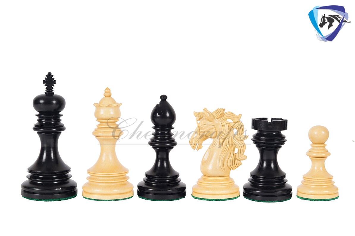 4.4" Staunton Ebony wood & Boxwood Luxury Chess pieces Set- KENNEDY-JFK - Triple Weighted 2 Extra queens