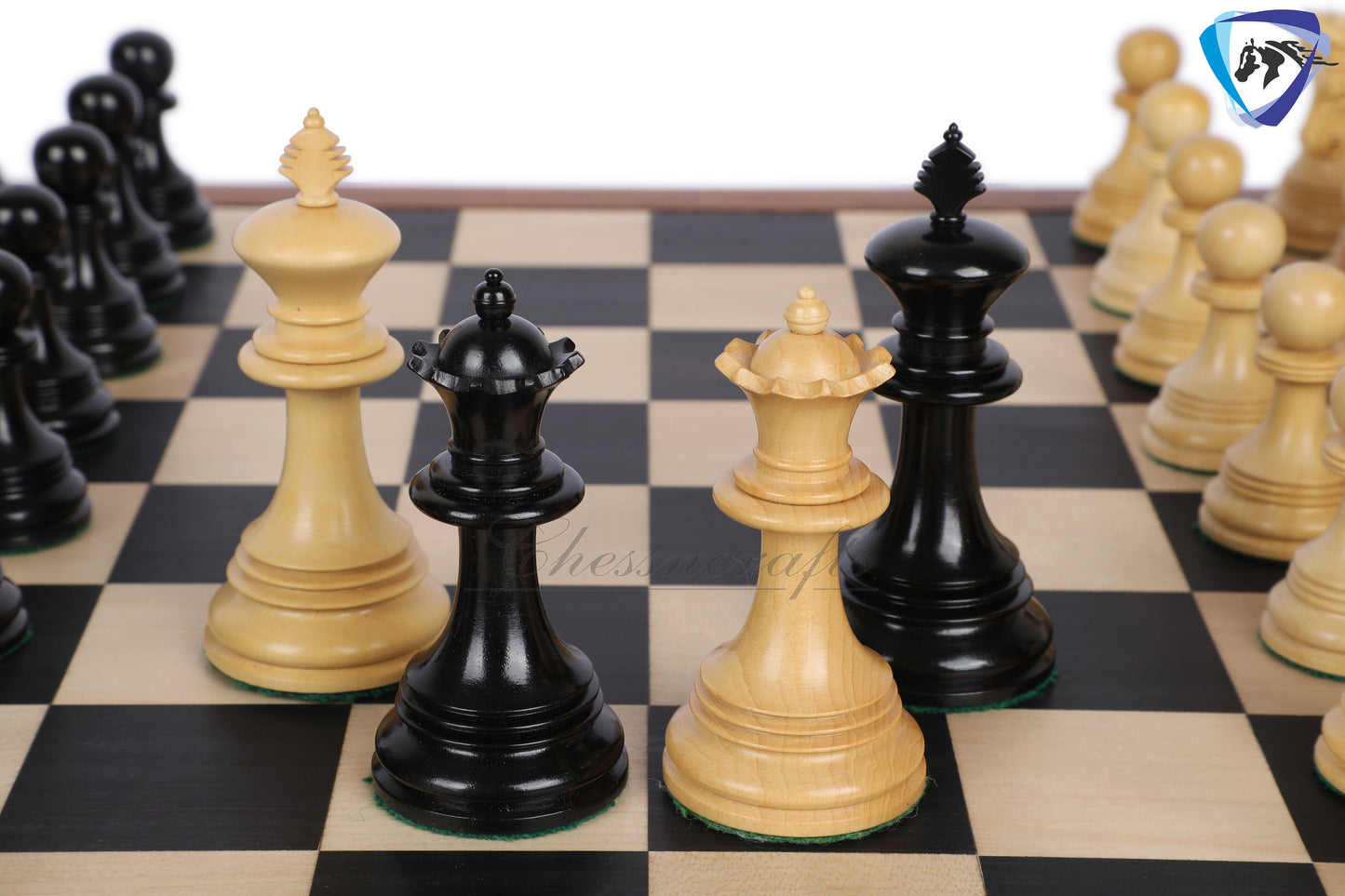 4.5" Luxury Staunton Chess pieces Set in  Ebony wood -PATTON series +21" Ebony wood Chess board(sq:55mm) + Leather Storage Box