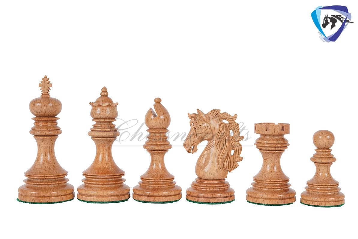 4.4" Staunton Ebony wood & German Wood(rare) Luxury Chess pieces Set- KENNEDY-JFK - Triple Weighted 2 Extra queens