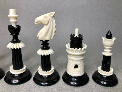 COMBO 6" Camel bone chess set hand carved unique collector vintage chess pieces- LUXURY FLOWER Chess Pieces Set + 21" Maplewood Chess Board.