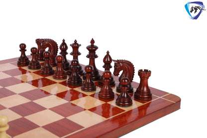 4.5" Staunton Chess Pieces set in Bud Rosewood- PATTON series + 21" Bud Rosewood Chess Board (SQ: 55mm) + Leather Storage box