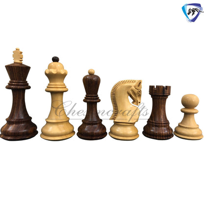 COMBO of Russian Zagreb Chess Set With 21" Rosewood(sheesham) Chess Board - Chess coins King 4" Double Weighted Extra Queens.