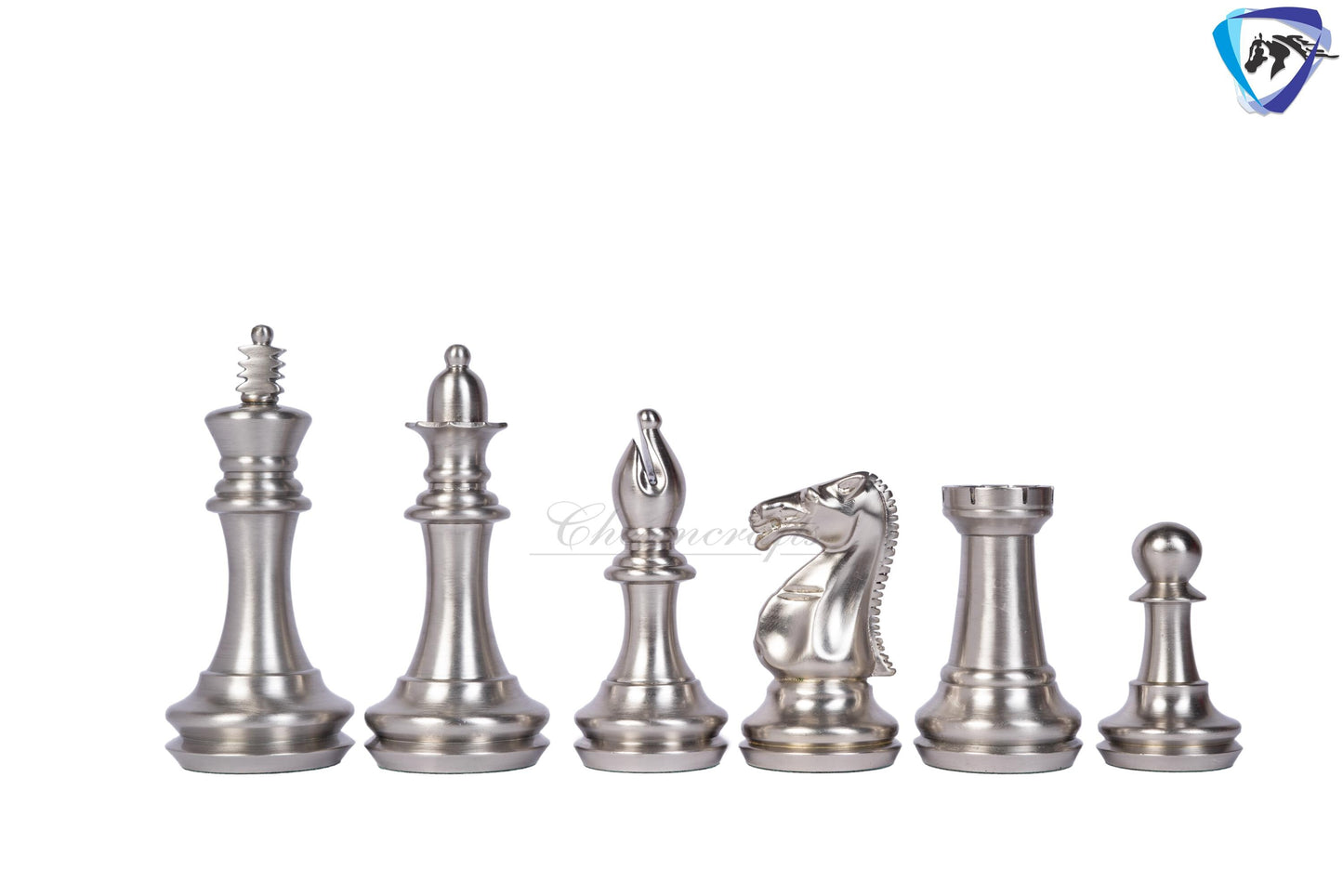 1849 Brass Staunton chess pieces set King: 4" MATTE STEEL-ANTQIUE finish+ 21" Ebonywood chess board(55mm) + Leather Storage box