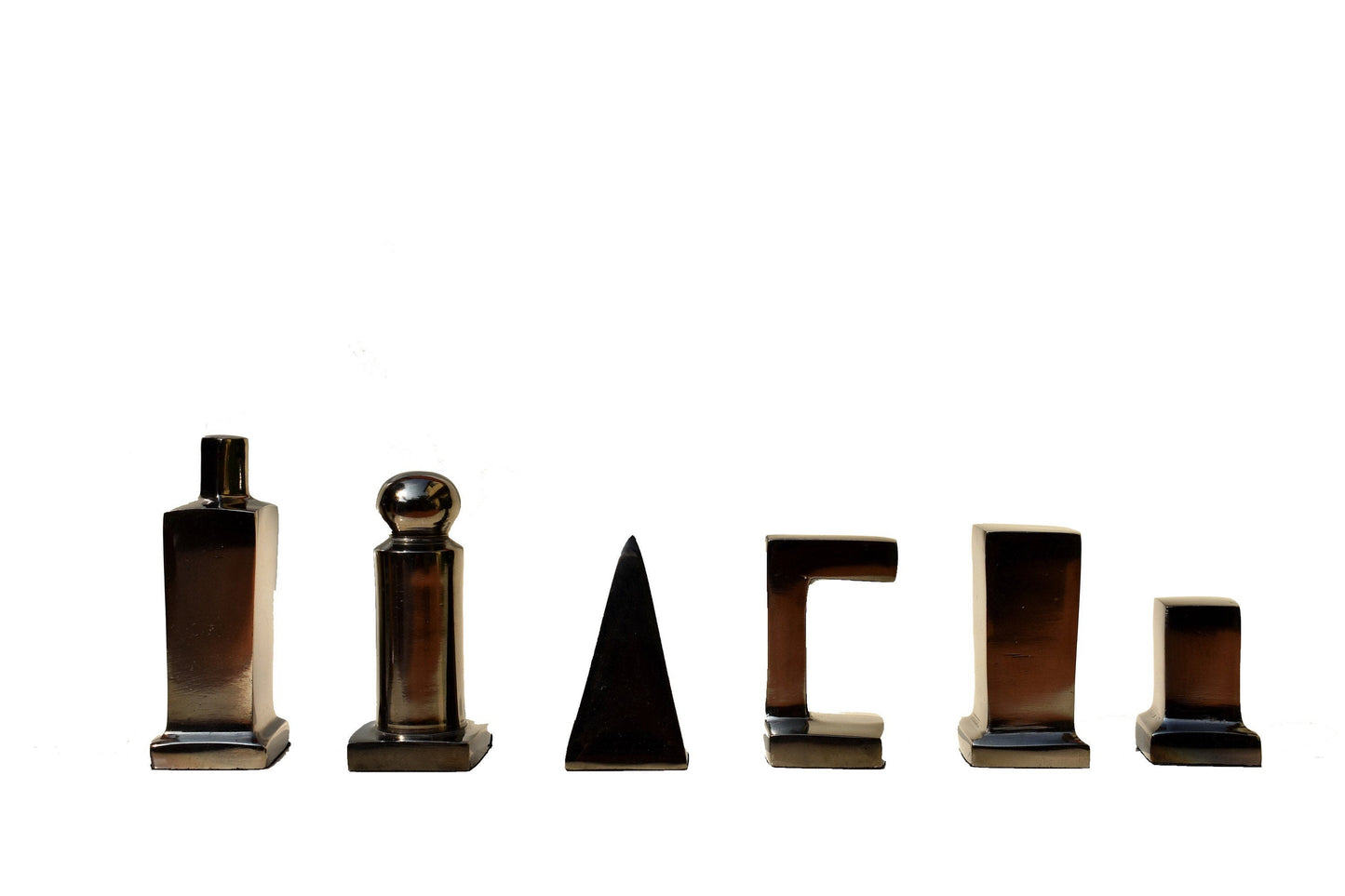14" Metal chess Board Set- BAUHAUS INSPIRED Unique design-Black & Silver/Gold Metal Chess pieces-Chess gift- Luxury Metal chess Set