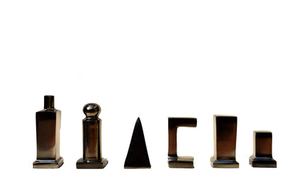 14" Metal chess Board Set- BAUHAUS INSPIRED Unique design-Black & Silver/Gold Metal Chess pieces-Chess gift- Luxury Metal chess Set