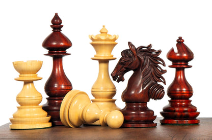 4.5" Staunton Bud Rosewood Chess pieces Set- WILD STALLION + 21" Bud Rosewood Chess Board STEPS Border  + Leatherette storage Box.