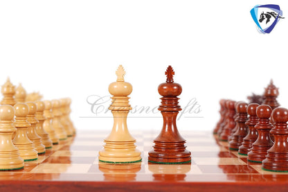 4.1" Luxury Staunton Chess Pieces Set in  Bud Rosewood(Padauk) & Boxwood- ARMOURED Triple Weighted w/ 2 Extra queens- 4Q