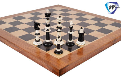 6" Camel bone chess pieces set Black & White Hand carved unique collector chess set- Intricate design with minute detailing.