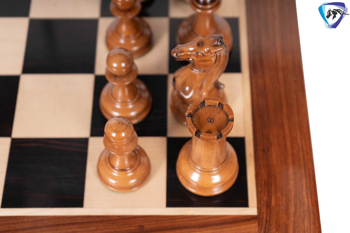 1849 Reproduced Morphy Cooke Chess Pieces Set 4.4" Antiqued Distressed & Ebony wood + 21" Ebony wood chess board(55mm) + Leather Storage box