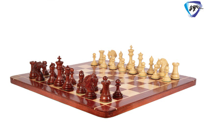 4.5" Staunton Bud Rosewood Chess pieces Set- Luxury KING ARTHUR-Triple Weighted + 21" Bud Rosewood Chess Board(55mm) + Leather Storage Box