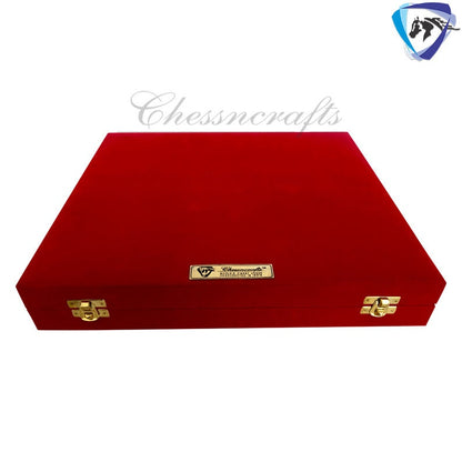 14" & 12" Brass Metal Chess Board Game Set Hand Carved With Brass chess pieces - Chess Board Set With Box-Velvet(Gold - Black)