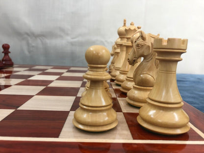 4.5" Luxury Staunton Bud Rosewood & Boxwood Chess pieces Set- Spartan Luxury Double Weighted 2 Extra queens- 4Q